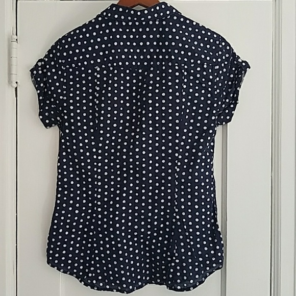 3/$20 H&M L.O.G.G. - Navy Blue Button Down Blouse - Picture 6 of 8